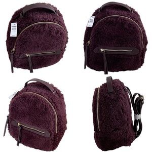 Express Teddy Fabric Plush Zip Up Purple Backpack with Adjustable Straps NWT